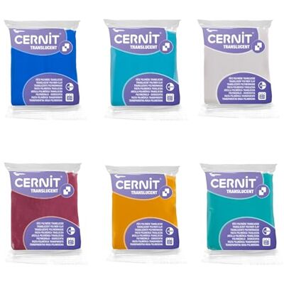 Cernit CE9256275AMZC Set of 6 Translucent Polymer Clay Doughs Modelling Baking Clay 6 x 56 g Blocks (Sapphire, Turquoise, Ruby, Emerald, Amber and White) Cernit CE9256275AMZC Set of 6 Translucent Polymer Clay Doughs Modelling Baking Clay 6 x 56 g Blocks (Sapphire, Turquoise, Ruby, Emerald, Amber and White)