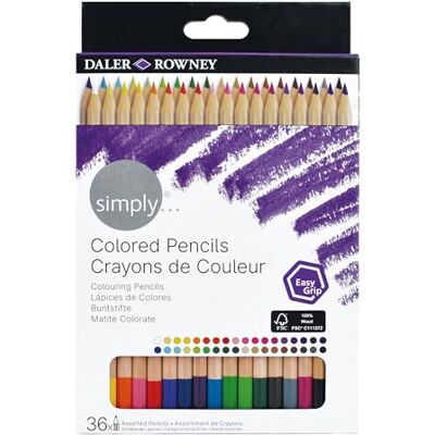Daler Rowney Daler-Rowney Simply Hex Colouring Pencil Set, 36 Assorted Colours, For Entry-Level Artists & Hobbyists Daler Rowney Daler-Rowney Simply Hex Colouring Pencil Set, 36 Assorted Colours, For Entry-Level Artists & Hobbyists