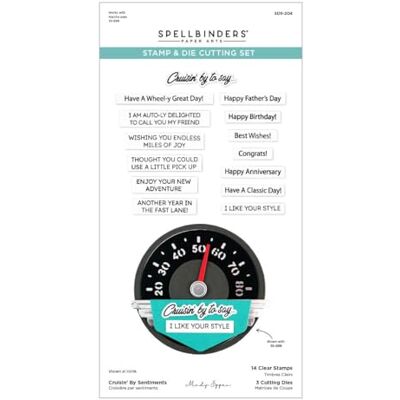 Spellbinders Cruisin' By Sentiments Clear Stamp & Die Set from the Classic Road Legends Collection by Mindy Eggen Spellbinders Cruisin' By Sentiments Clear Stamp & Die Set from the Classic Road Legends Collection by Mindy Eggen