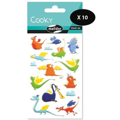 My Mandarine Maildor CY122Cpack Cooky 3D STICKERS LOT OF 10 sheets 12x8 cm 150 stickers DRAGONS THEME Children's Arts and Crafts Accessories Creative and Leisure My Mandarine Maildor CY122Cpack Cooky 3D STICKERS LOT OF 10 sheets 12x8 cm 150 stickers DRAGONS THEME Children's Arts and Crafts Accessories Creative and Leisure