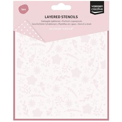 Creative Labs Layered Stencils Flowers and Stars 3 Pcs Reusable Stencils for Crafts of 5.9 x 5.9 (15 x 15 cm) Scrapbooking, Cardmaking and Papercrafts Creative Labs Layered Stencils Flowers and Stars 3 Pcs Reusable Stencils for Crafts of 5.9 x 5.9 (15 x 15 cm) Scrapbooking, Cardmaking and Papercrafts