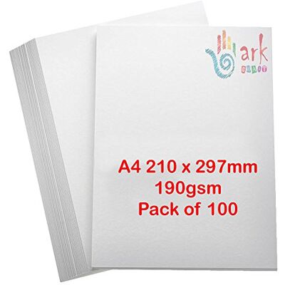 ARK A4 190gsm Economy White Cards Sheets of Acid Free, Smooth, White Cards (100) by (100) ARK A4 190gsm Economy White Cards Sheets of Acid Free, Smooth, White Cards (100) by (100)