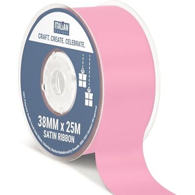 Italian Options Satin Ribbon, Fabric Ribbons for Gift Wrapping, Crafting, Balloons, Wedding Car, Presents, Cake, Christmas, Birthday, Gift Wrap Accessories, 38mm Wide x 25 Metre Roll, Antique Pink Italian Options Satin Ribbon, Fabric Ribbons for Gift Wrapping, Crafting, Balloons, Wedding Car, Presents, Cake, Christmas, Birthday, Gift Wrap Accessories, 38mm Wide x 25 Metre Roll, Antique Pink