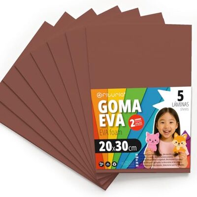OFITURIA Eva Rubber for School and Creative Crafts, Coloured Foam Sheets for DIY Projects, Art, Children's Decoration, Scrapbooking, Craft Designs 20 x 30 cm (Brown, 5 Pcs) OFITURIA Eva Rubber for School and Creative Crafts, Coloured Foam Sheets for DIY Projects, Art, Children's Decoration, Scrapbooking, Craft Designs 20 x 30 cm (Brown, 5 Pcs)