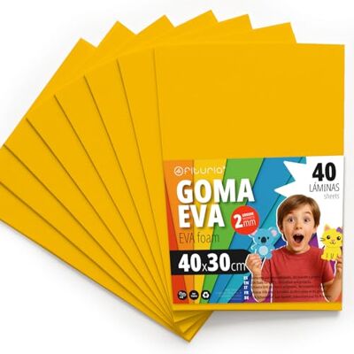 OFITURIA Eva Rubber for School and Creative Crafts, Coloured Foam Sheets for DIY Projects, Art, Children's Decoration, Scrapbooking, Craft Designs 40 x 30 cm (Yellow, 40 Pcs) OFITURIA Eva Rubber for School and Creative Crafts, Coloured Foam Sheets for DIY Projects, Art, Children's Decoration, Scrapbooking, Craft Designs 40 x 30 cm (Yellow, 40 Pcs)