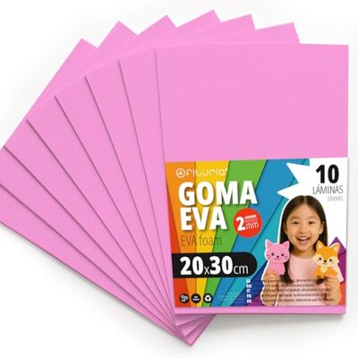 OFITURIA Eva Rubber for School and Creative Crafts, Coloured Foam Sheets for DIY Projects, Art, Children's Decoration, Scrapbooking, Craft Designs 20 x 30 cm (Pink, 10 Pcs) OFITURIA Eva Rubber for School and Creative Crafts, Coloured Foam Sheets for DIY Projects, Art, Children's Decoration, Scrapbooking, Craft Designs 20 x 30 cm (Pink, 10 Pcs)