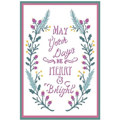 Sizzix A6 Layered Stencils Merry & Bright #3 by Jen Long, White Sizzix A6 Layered Stencils Merry & Bright #3 by Jen Long, White