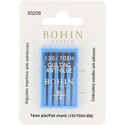 Bohin France Anti-Glue Quilting Machine Needles Sewing Machine Needles for Thicker Patchwork and Quilting Projects, NM 90-14 5 Needles Bohin France Anti-Glue Quilting Machine Needles Sewing Machine Needles for Thicker Patchwork and Quilting Projects, NM 90-14 5 Needles