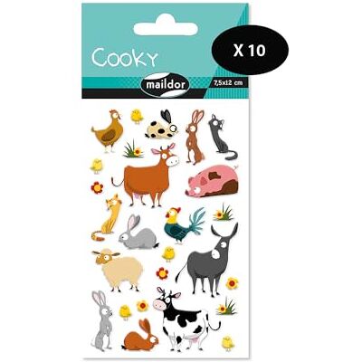 Maildor CY022Opack Cooky 3D STICKERS LOT OF 10 sheets 12x8 cm 200 stickers FARM ANIMALS THEME Children's Arts and Crafts Accessories Creative Maildor CY022Opack Cooky 3D STICKERS LOT OF 10 sheets 12x8 cm 200 stickers FARM ANIMALS THEME Children's Arts and Crafts Accessories Creative