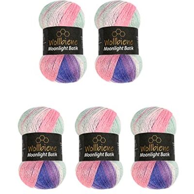 Wollbiene Moonlight Glitter Batik Simli Knitting Wool 500g 5x100g Skeins for Knitting and Crocheting 20% Wool, Metallic, Turkish, Gradient, Glitter (3090 Purple Green Pink) Wollbiene Moonlight Glitter Batik Simli Knitting Wool 500g 5x100g Skeins for Knitting and Crocheting 20% Wool, Metallic, Turkish, Gradient, Glitter (3090 Purple Green Pink)