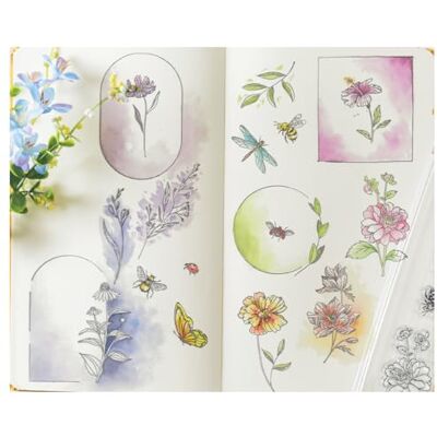 Sizzix Clear Rubber Stamp Set, Floral Frames & Mini Flowers by Willow Wolfe, 18 Stamps Sizzix Clear Rubber Stamp Set, Floral Frames & Mini Flowers by Willow Wolfe, 18 Stamps