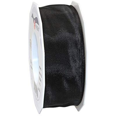 PRÄSENT Lyon Wired Taffeta Ribbon Black 40 mm Width, 25 m Length PRÄSENT Lyon Wired Taffeta Ribbon Black 40 mm Width, 25 m Length