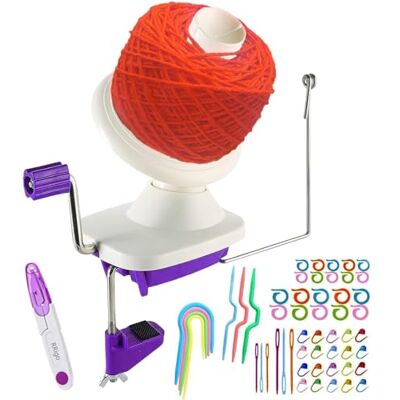 RRigo Yarn Ball Winder, Convenient Purple Yarn Winder for Yarn, Ball Winder Combo with Easy Installation for Yarn Storage + 53 Pieces Stitch Knitting Needles + 1 Pieces Scissors RRigo Yarn Ball Winder, Convenient Purple Yarn Winder for Yarn, Ball Winder Combo with Easy Installation for Yarn Storage + 53 Pieces Stitch Knitting Needles + 1 Pieces Scissors