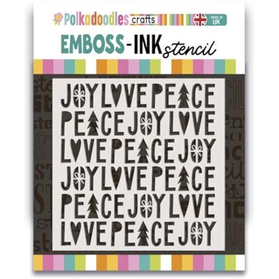 Polkadoodles Emboss-Ink Stencil Peace Joy Love Stencil 8 x 8 Polkadoodles Emboss-Ink Stencil Peace Joy Love Stencil 8 x 8