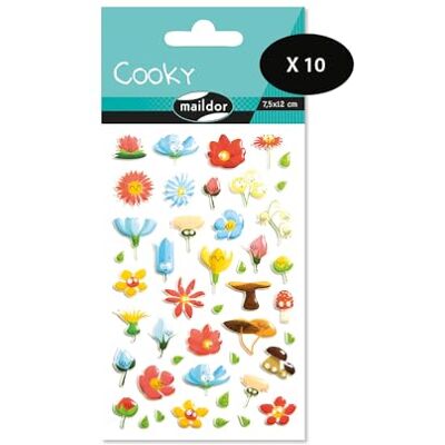 Maildor CY109Cpack Cooky 3D STICKERS LOT OF 10 sheets 12x8 cm 450 stickers DELICATE FLOWERS THEME Children's Arts and Crafts Accessories Creative Maildor CY109Cpack Cooky 3D STICKERS LOT OF 10 sheets 12x8 cm 450 stickers DELICATE FLOWERS THEME Children's Arts and Crafts Accessories Creative