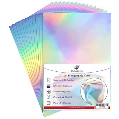 Habercrafts Holographic Card A4 Silver Rainbow Card Metallic Paper Thick 210gsm Card Shiny Rainbow Silvered Sheets Foil Activity Craft Scrapbooking Cardstock With Iridescent Shimmer Finish (50 Sheets) Habercrafts Holographic Card A4 Silver Rainbow Card Metallic Paper Thick 210gsm Card Shiny Rainbow Silvered Sheets Foil Activity Craft Scrapbooking Cardstock With Iridescent Shimmer Finish (50 Sheets)