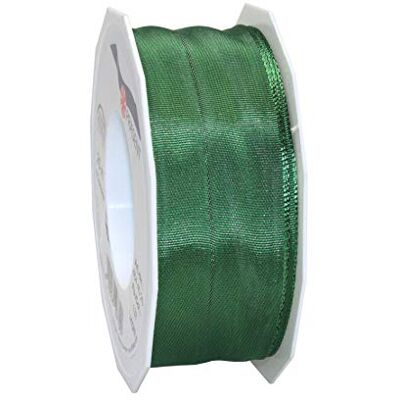 PRÄSENT Lyon Wired Taffeta Ribbon Evergreen 40 mm Width, 25 m Length PRÄSENT Lyon Wired Taffeta Ribbon Evergreen 40 mm Width, 25 m Length
