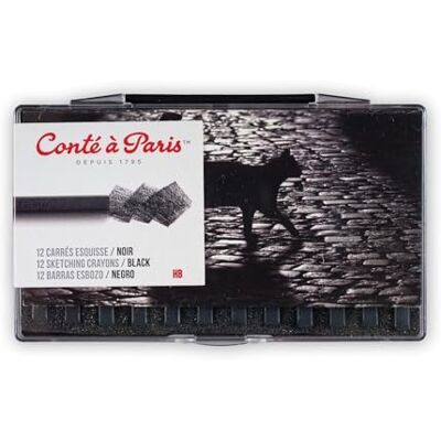Conté à Paris Sketching Carre Crayons Black (Pack of 12) Conté à Paris Sketching Carre Crayons Black (Pack of 12)