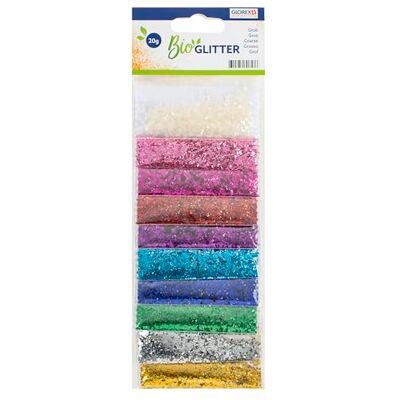 Glorex 6 2820 452 Organic Glitter coarse, Total 20 g Glitter in 10 Colours, Made of Cellulose, for Decorating Greeting Cards, Craft Supplies and Much More. Glorex 6 2820 452 Organic Glitter coarse, Total 20 g Glitter in 10 Colours, Made of Cellulose, for Decorating Greeting Cards, Craft Supplies and Much More.
