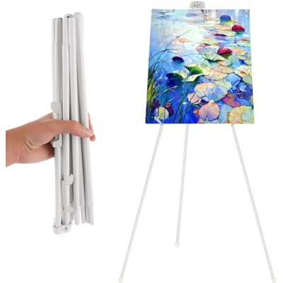 ASelected Easel Welcome Sign Wedding Portable Foldable Easel Floor Art Easel Adjustable 160 cm High Metal Poster Easel Tripod Easel for Indoor Outdoor Use (White) ASelected Easel Welcome Sign Wedding Portable Foldable Easel Floor Art Easel Adjustable 160 cm High Metal Poster Easel Tripod Easel for Indoor Outdoor Use (White)