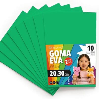 OFITURIA Eva Rubber for School and Creative Crafts, Coloured Foam Sheets for DIY Projects, Art, Children's Decoration, Scrapbooking, Craft Designs 20 x 30 cm (Green, 10 Pcs) OFITURIA Eva Rubber for School and Creative Crafts, Coloured Foam Sheets for DIY Projects, Art, Children's Decoration, Scrapbooking, Craft Designs 20 x 30 cm (Green, 10 Pcs)