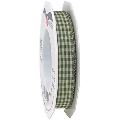 PRÄSENT Vichy Wired Ribbon Olive-Cream 15 mm Width, 20 m Length PRÄSENT Vichy Wired Ribbon Olive-Cream 15 mm Width, 20 m Length