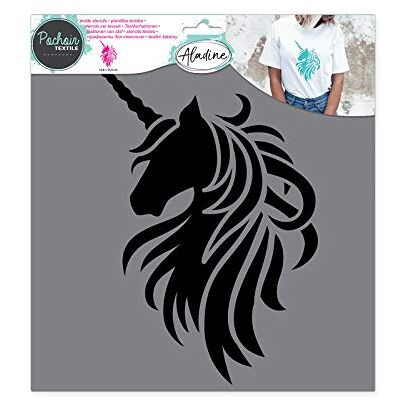 Aladine Unicorn Textile Stencil Decoration on Fabric To Customize Canvas, T-shirts, Tote Bags Washable 28 x 28 cm Large Graphic Design Aladine Unicorn Textile Stencil Decoration on Fabric To Customize Canvas, T-shirts, Tote Bags Washable 28 x 28 cm Large Graphic Design