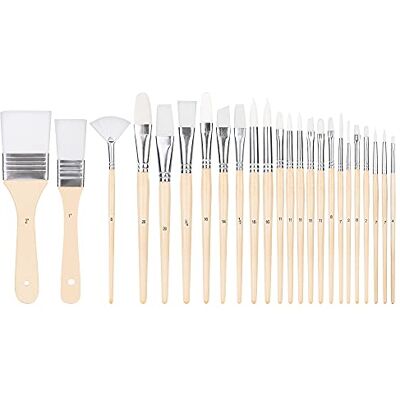 Amazon Basics Art Paint Brush Set, 24 count Different Sizes for Artists, Adults & Kids, Wood Color Amazon Basics Art Paint Brush Set, 24 count Different Sizes for Artists, Adults & Kids, Wood Color
