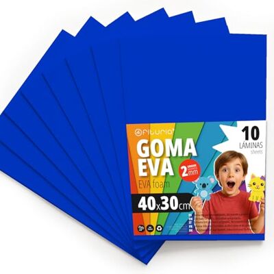OFITURIA Eva Rubber for School and Creative Crafts, Coloured Foam Sheets for DIY Projects, Art, Children's Decoration, Scrapbooking, Craft Designs 40 x 30 cm (Blue, 10 Pcs) OFITURIA Eva Rubber for School and Creative Crafts, Coloured Foam Sheets for DIY Projects, Art, Children's Decoration, Scrapbooking, Craft Designs 40 x 30 cm (Blue, 10 Pcs)