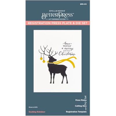 Spellbinders BPR-013 Dashing Reindeer Registration Press Plate & Die Set from the Home for the Holidays Collection Spellbinders BPR-013 Dashing Reindeer Registration Press Plate & Die Set from the Home for the Holidays Collection