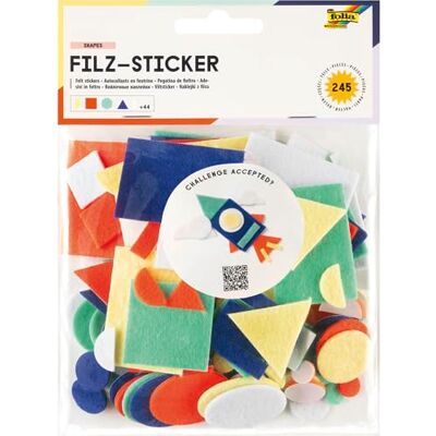 Folia 5266 Felt Stickers Shapes, 245 Pieces in 5 Different Colours, Shape Stickers for Decorating and Decorating Folia 5266 Felt Stickers Shapes, 245 Pieces in 5 Different Colours, Shape Stickers for Decorating and Decorating