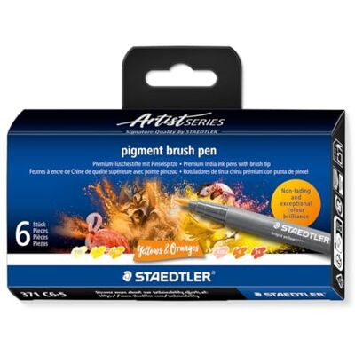 Staedtler Yellow/Orange Brush Pen - Felt Pen - 6 pcs Staedtler Yellow/Orange Brush Pen - Felt Pen - 6 pcs