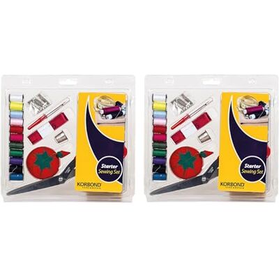 KORBOND Twin Pack Beginner Sewing Sets – 21 Piece Essential Accessories Set for Crafting and Repair in Each Set – Hand Sewing 42 Pieces KORBOND Twin Pack Beginner Sewing Sets – 21 Piece Essential Accessories Set for Crafting and Repair in Each Set – Hand Sewing 42 Pieces