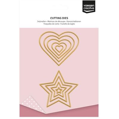 Creative Labs Cutting Dies Set Stars & Hearts 10 pcs of 0.4 x 0.4" to 2.4 x 2.8" for Mini Machine Card Making Supplies for Scrapbooking and Paper Crafts, Gold Creative Labs Cutting Dies Set Stars & Hearts 10 pcs of 0.4 x 0.4" to 2.4 x 2.8" for Mini Machine Card Making Supplies for Scrapbooking and Paper Crafts, Gold