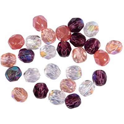 Rayher Polished glass beads, 6 mm ø, antique pink, box 50 pieces., 14201221 Rayher Polished glass beads, 6 mm ø, antique pink, box 50 pieces., 14201221