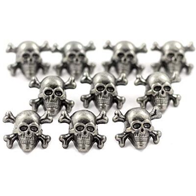 BEZELRY 12 Pieces Skull with Cross Bones Gray Silver Color Metal Shank Buttons 14mm (9/16 inch) BEZELRY 12 Pieces Skull with Cross Bones Gray Silver Color Metal Shank Buttons 14mm (9/16 inch)