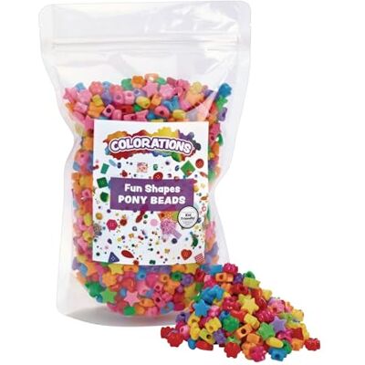 Colorations fun shapes pony beads, 1lb, set of 1800 beads, lacing hole 1/8 inches, craft, hobby, arts & crafts, fun, art supplies, fun shaped pony beads Colorations fun shapes pony beads, 1lb, set of 1800 beads, lacing hole 1/8 inches, craft, hobby, arts & crafts, fun, art supplies, fun shaped pony beads