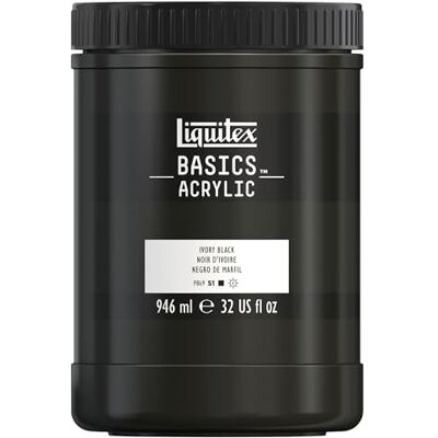 Liquitex Basics Acrylic Paint, Ivory Black, 946 ml Pot Liquitex Basics Acrylic Paint, Ivory Black, 946 ml Pot