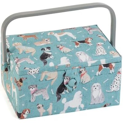 Hobby Gift Medium Sewing Box Organiser with Handle Cotton Basket Sewing Storage Box, Craft Storage Boxes with Compartments for Tools & Accessories 18.5 x 25.5 x 14.5cm, Dogs Hobby Gift Medium Sewing Box Organiser with Handle Cotton Basket Sewing Storage Box, Craft Storage Boxes with Compartments for Tools & Accessories 18.5 x 25.5 x 14.5cm, Dogs