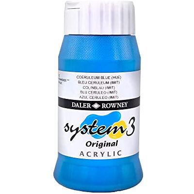Daler Rowney Daler-Rowney System3 Acrylic Paint, Plastic Pot, 16.91oz 500 ml, Coeruleum Blue Hue Daler Rowney Daler-Rowney System3 Acrylic Paint, Plastic Pot, 16.91oz 500 ml, Coeruleum Blue Hue