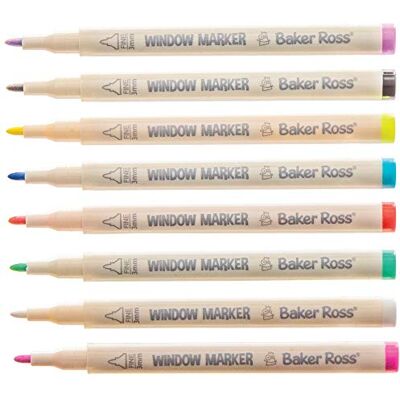 Baker Ross AT859 Fine Tip Glass Pens, For Kids Glass Painting Kit and Arts and Crafts Projects (Pack of 8), Assorted,Yellow,Blue,White,Green,Red,Pink,Black,Purple Baker Ross AT859 Fine Tip Glass Pens, For Kids Glass Painting Kit and Arts and Crafts Projects (Pack of 8), Assorted,Yellow,Blue,White,Green,Red,Pink,Black,Purple