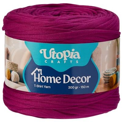 Utopia Crafts Home Decor T-Shirt Yarn for Crocheting, 300g Thick Soft Elastic Ribbon Yarn for Crochet Baskets Bags Rugs, Textile Fabric Yarn for Beginners, Home Decor, 5-7mm Hook (Plum Purple) Utopia Crafts Home Decor T-Shirt Yarn for Crocheting, 300g Thick Soft Elastic Ribbon Yarn for Crochet Baskets Bags Rugs, Textile Fabric Yarn for Beginners, Home Decor, 5-7mm Hook (Plum Purple)