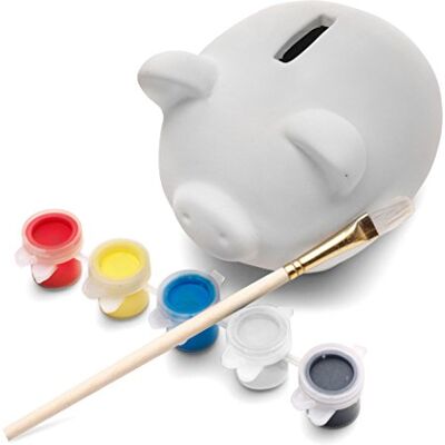 eBuyGB Paint Your Own Pottery Piggy Bank/Money Box, Ceramic, White (Pack of 5) eBuyGB Paint Your Own Pottery Piggy Bank/Money Box, Ceramic, White (Pack of 5)
