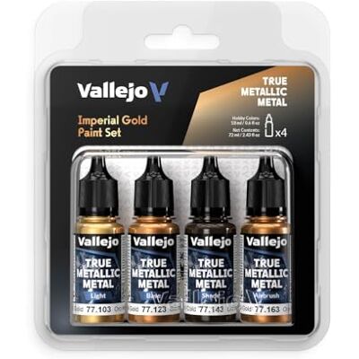 Vallejo True Metallic Paint Set, 4 Colors for Metal Painting, Includes Base, Light, Shade, Airbrush, Consistent and Versatile Results Vallejo True Metallic Paint Set, 4 Colors for Metal Painting, Includes Base, Light, Shade, Airbrush, Consistent and Versatile Results