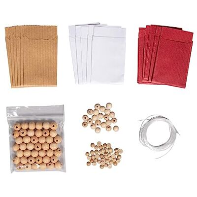Rayher DIY Craft Kit for Mini Paper Bag Stars, Small Paper Stars with Wood Beads, Seasonal Paper Craft Set for 21 Stars, White, red, Brown, 67391000 Rayher DIY Craft Kit for Mini Paper Bag Stars, Small Paper Stars with Wood Beads, Seasonal Paper Craft Set for 21 Stars, White, red, Brown, 67391000