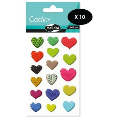 Maildor CY001Opack Cooky 3D Stickers LOT of 10 Sheets 12x8 cm 170 Stickers Vintage Hearts Theme Children's Arts and Crafts Accessories Creative Maildor CY001Opack Cooky 3D Stickers LOT of 10 Sheets 12x8 cm 170 Stickers Vintage Hearts Theme Children's Arts and Crafts Accessories Creative