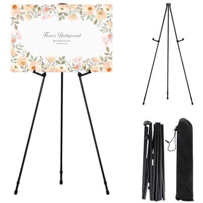 ASelected Easel Stand for Display, Adjustable Metal Tripod Easel Stand 160cm Foldable Floor Display Easel with Carrying Bag, for Art Presentations Posters ASelected Easel Stand for Display, Adjustable Metal Tripod Easel Stand 160cm Foldable Floor Display Easel with Carrying Bag, for Art Presentations Posters