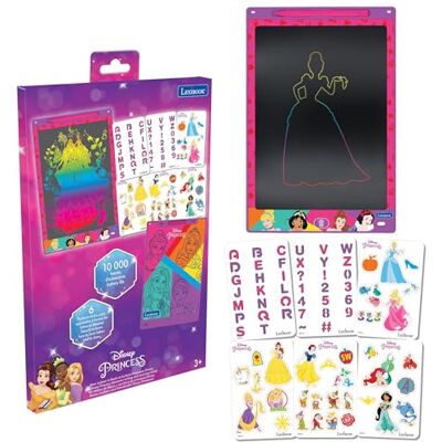 LEXIBOOK Disney Princess Magic Slate, CRT10DPLXB A4 size, 28 cm screen, 1 stylus & 6 stencils included, Multicolored Drawings, Pink LEXIBOOK Disney Princess Magic Slate, CRT10DPLXB A4 size, 28 cm screen, 1 stylus & 6 stencils included, Multicolored Drawings, Pink