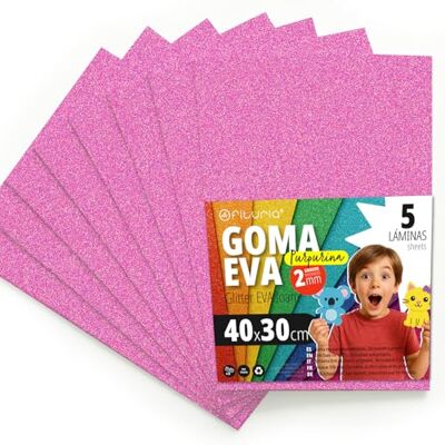 OFITURIA Glitter Eva Foam for Creative Crafts, Glitter Foam Sheets for DIY, School Projects, Decorative Art, Scrapbooking 40 x 30 cm (Pink Glitter, 5 pcs) OFITURIA Glitter Eva Foam for Creative Crafts, Glitter Foam Sheets for DIY, School Projects, Decorative Art, Scrapbooking 40 x 30 cm (Pink Glitter, 5 pcs)