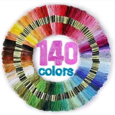 LOVIMAG Premium Rainbow Color Embroidery Floss 140 Skeins Per Pack with Cotton for Cross Stitch Threads, Bracelet Yarn, Craft Floss, Aroic Embroidery Floss Set LOVIMAG Premium Rainbow Color Embroidery Floss 140 Skeins Per Pack with Cotton for Cross Stitch Threads, Bracelet Yarn, Craft Floss, Aroic Embroidery Floss Set